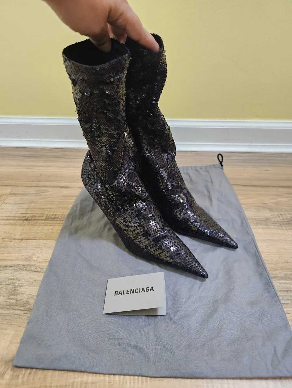 New Balenciaga Sequins Embellished Knife Boots - Picture 3 of 15